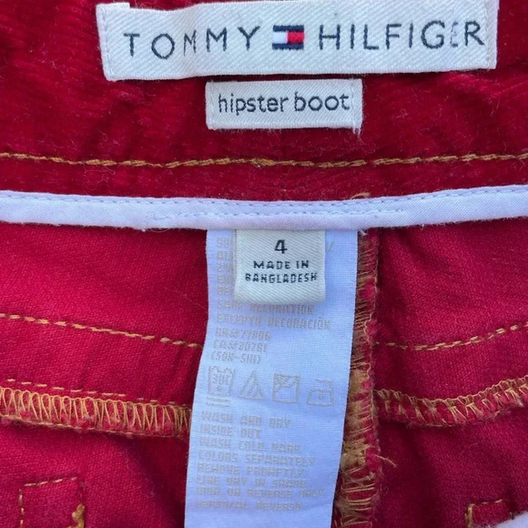 Vintage Y2K Tommy Hilfiger women’s hipster bootcut corduroy pants 4 Red Holiday - Picture 3 of 5